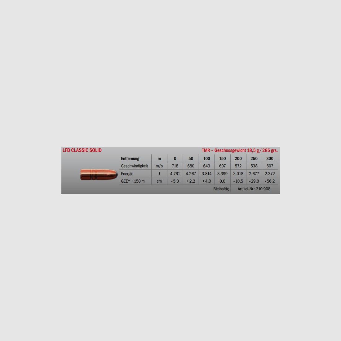 LFB Classic Solid 9.3×62 TMR 18.5g, immagine 2 di 2