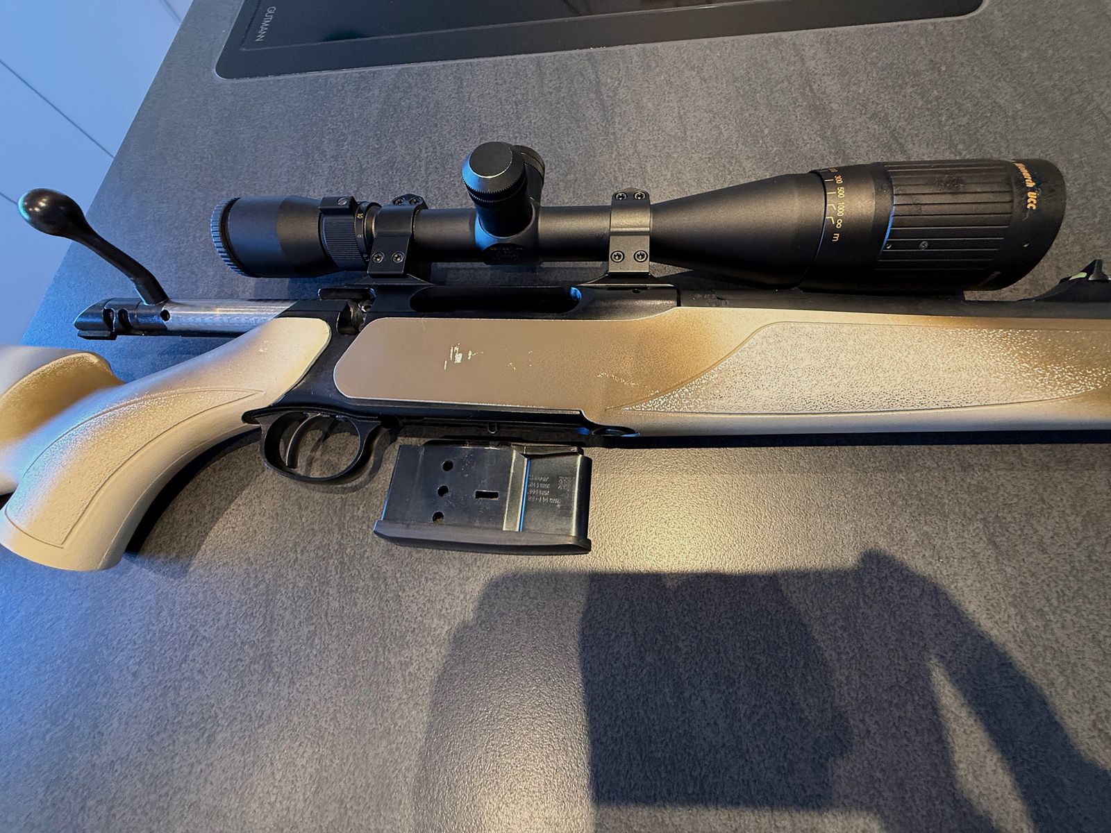 Sauer 202 repeating rifle in caliber .308 Winchester with Nikon Monarch UCC 6.5–20× scope