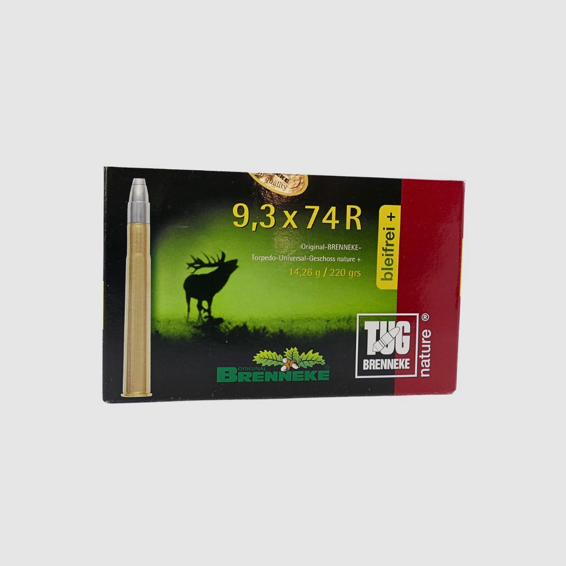 Brenneke 9,3x74R TUG Nature + - 14,26g/220grain Büchsenpatronen Bleifrei