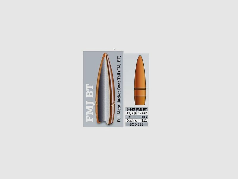 PPU Bullets .303 - .311 in 174 Grain / 11.3 Grams FMJ BT - 50 pcs #B-143