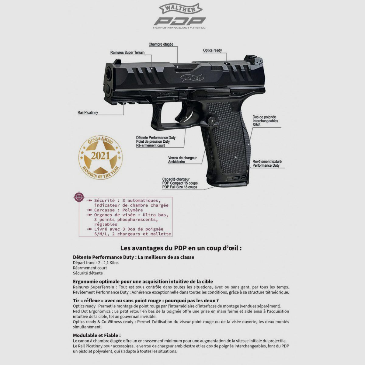 PISTOLE WALTHER PDP FULL SIZE WALTHER 5" KAL 9X19, 18 SCHUSS, Bild 2 von 4