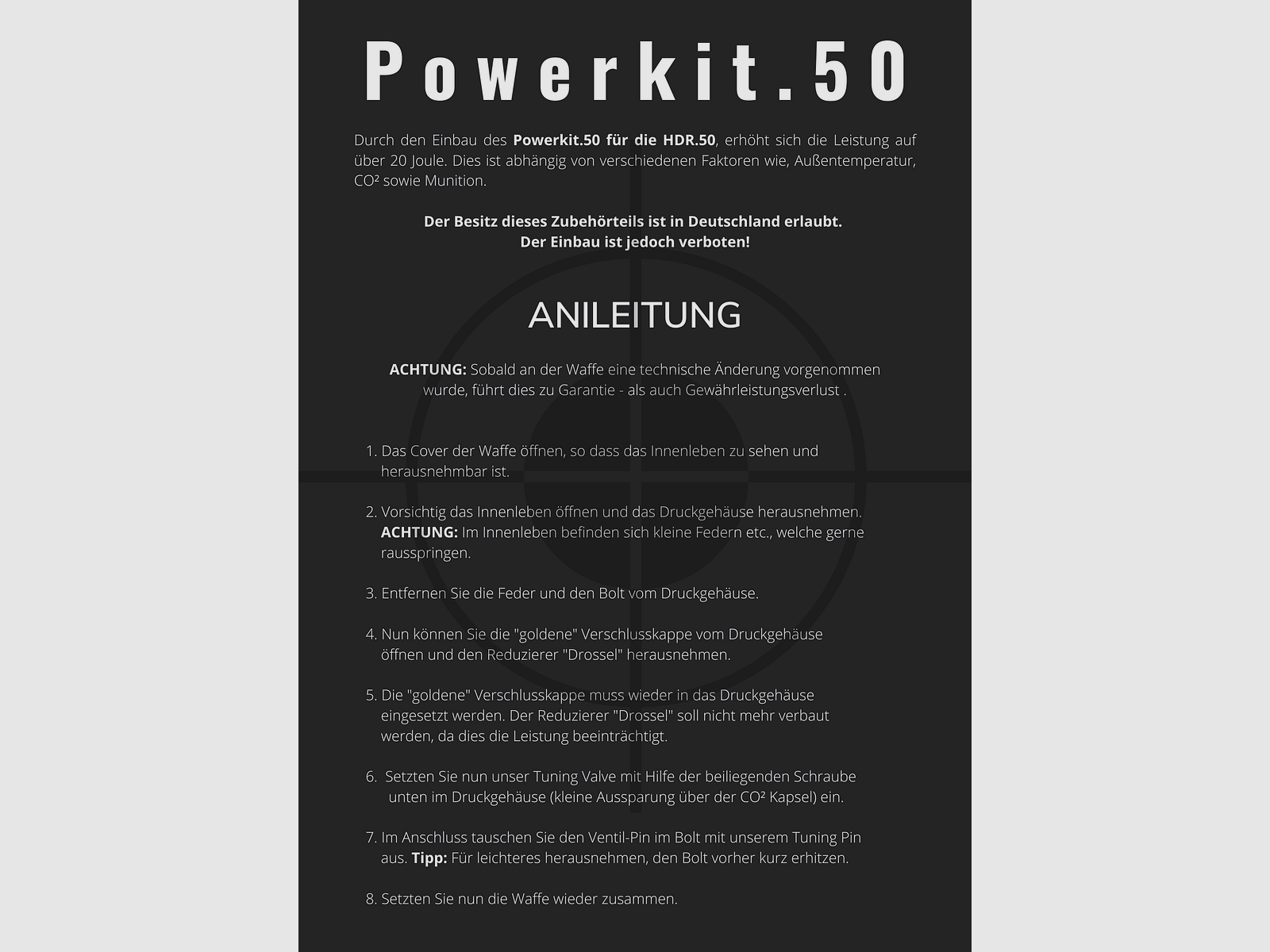 Powerkit.50 for HDR50 + GEN.2 | Exportventil | GOLD ELOXIERT | Maximale Power 7,5j Version | 20-30J