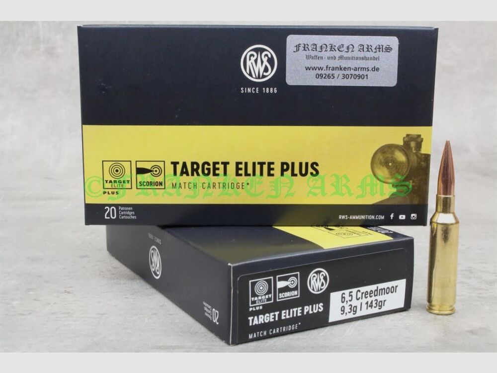 RWS Target Elite Plus 6,5 Creedmoor 143gr. 9,3g 20 Stück Staffelpreise