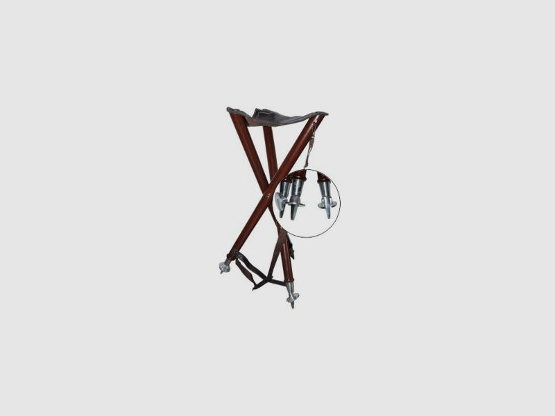 Sgabello a 3 gambe in pelle con piedini in metallo, altezza 75 cm, con tracolla