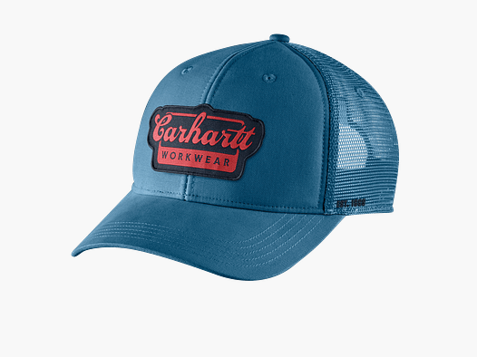 Cappello Carhartt Rugged Flex™ Twill Mesh-Back Script Patch Uomo Blu Tranquillo Scuro