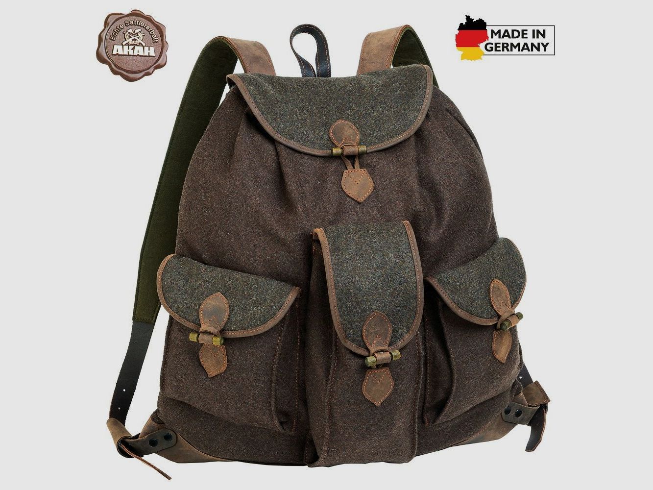 AKAH Loden Rucksack braun/grün