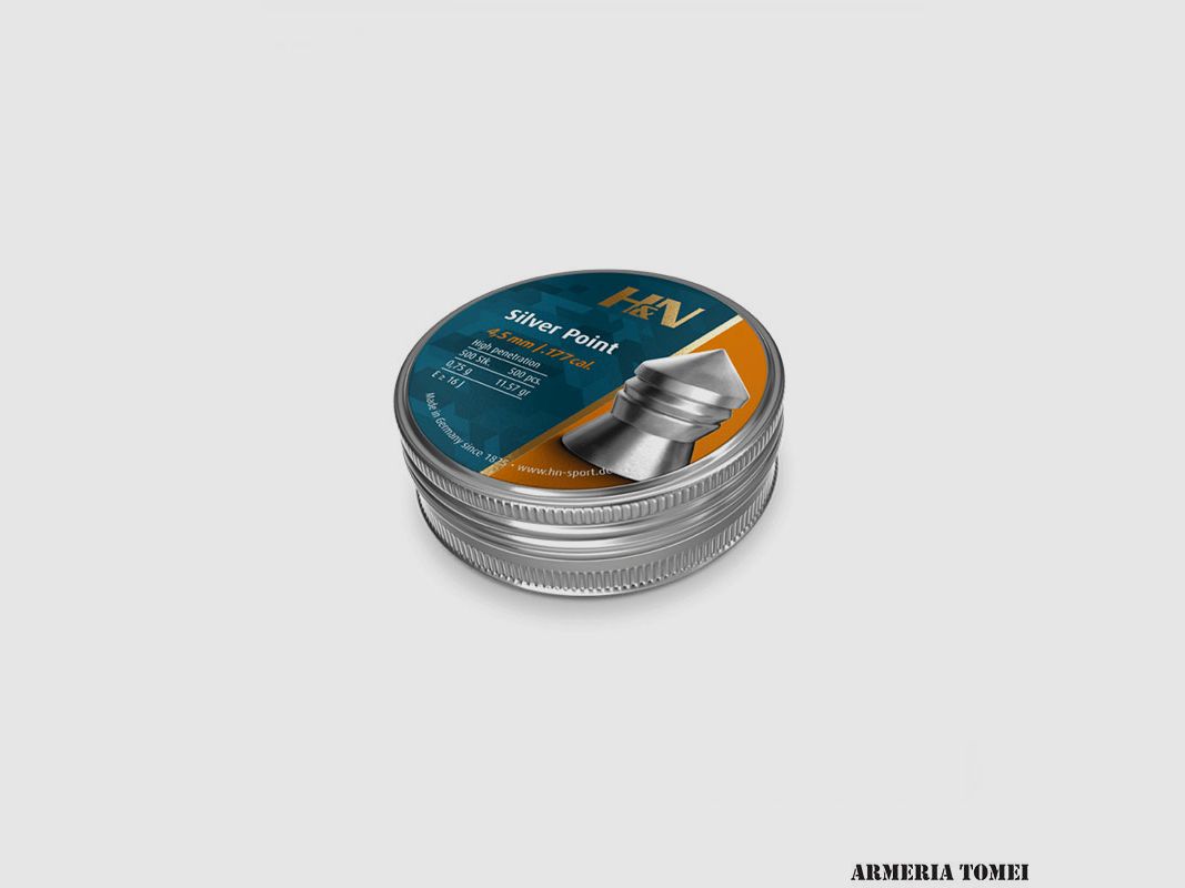 BULLETS AIR – H&N SILVER POINT 4.5mm/.177 0.75g – 11.57gr (PACK. 500 PCS.), image 1 of 2