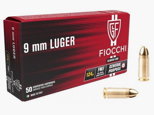 9×19 FMJ FIOCCHI 124 GRAINS