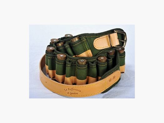 Rifle cartridge bag in canvas and leather 30 cells Buffetteria Spadoni