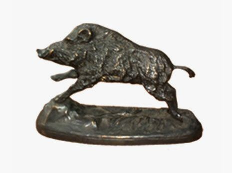 Statua in bronzo Lovergreen motivo cinghiale saltante gro