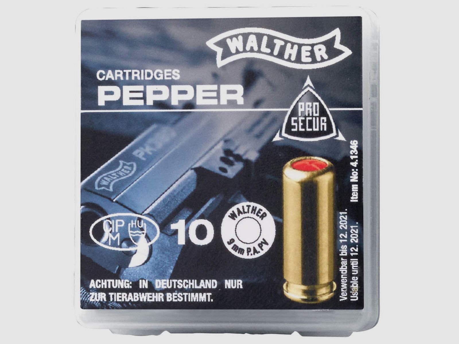 Walther 4.1346 Pfeffermunition 9mm P.A. PV für Schreckschusswaffen Pyro