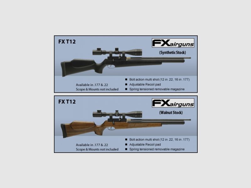 FX T12 PCP Rifle – Calibers 4.5 and 5.5 mm, image 2 of 2
