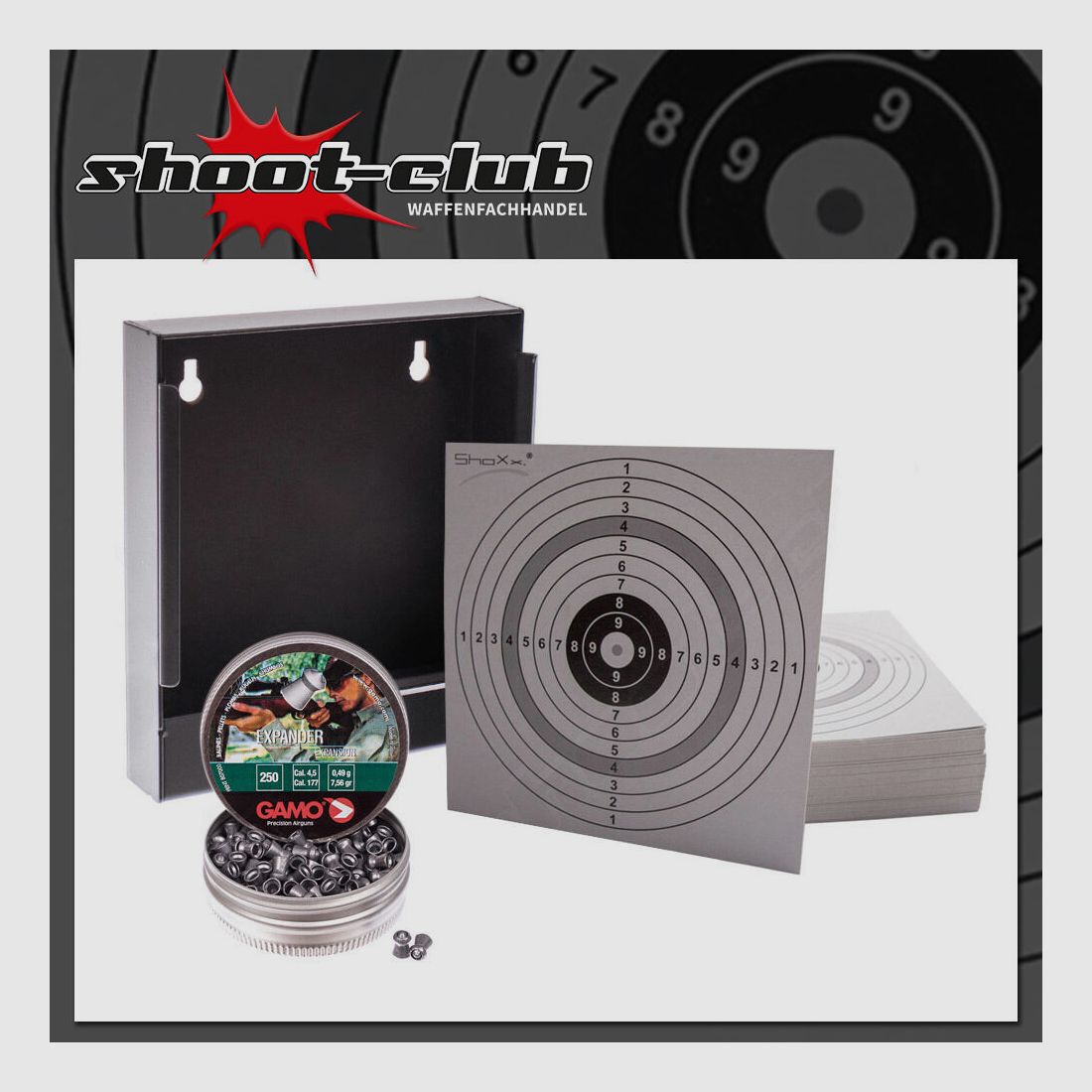 shoot-club GmbH Kugelfang + 120 Zielscheiben + Gamo Expander Diabolos