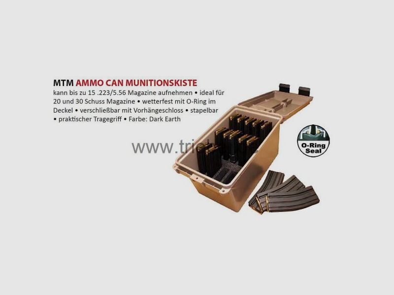 MTM Munitionskoffer Munitions-Transportbox FDE 'Ammo Can'  bis zu 15 Magazine