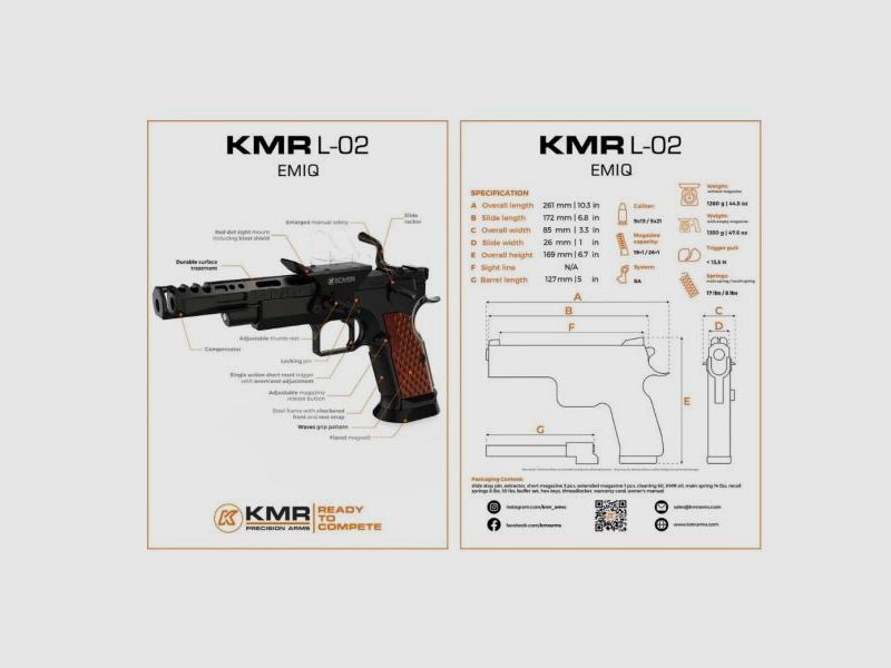 KMR Precision Arms Pistole Mod. L-02 EMIQ OR -5' 9mmLuger
