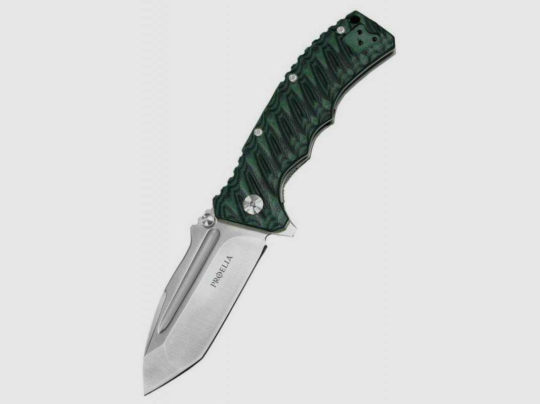 Defcon Proelia Tanto Taschenmesser, satinierte Klinge, grün-schwarzer Griff