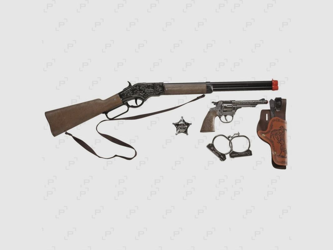 Pack Repetierbüchse und Revolver mit Zündhütchen GONHER PANOPLIE COWBOY WILD WEST