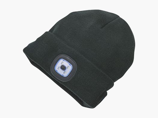 Beanie, m. Bluetooth Kopfhörer & LED-Lampe (Schwarz)