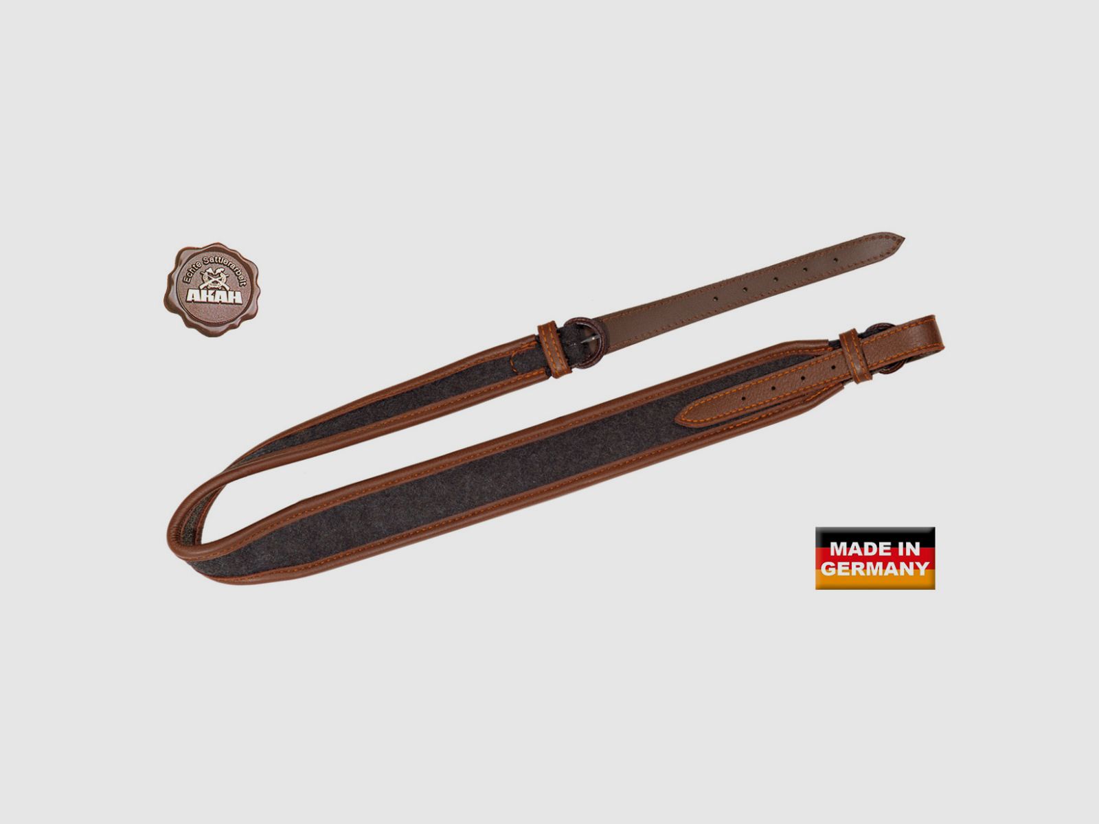 AKAH Gewehrriemen Elchleder & Loden mit Kork-Unterlage
