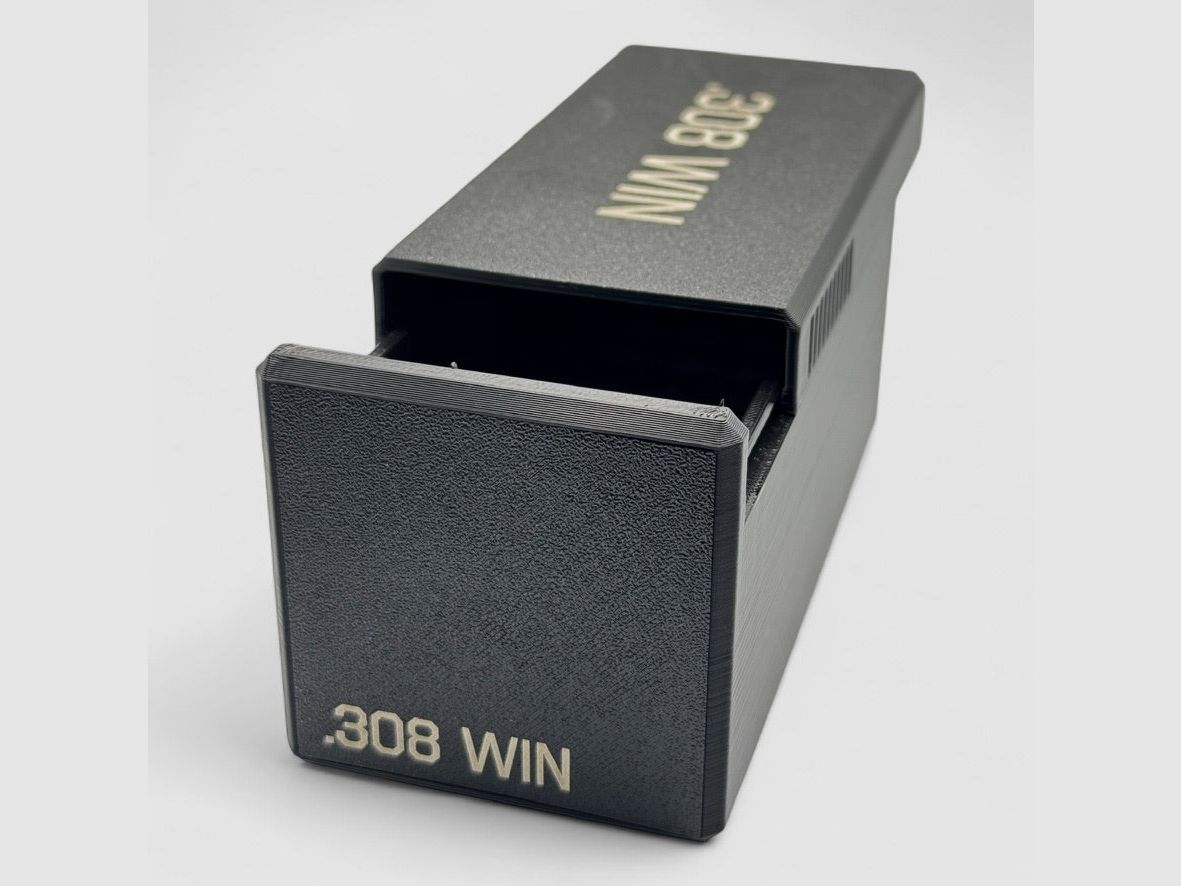 Caja de municiones Filamelt / .308 Winchester / 'tapa deslizante' / caja de cartuchos, caja de municiones