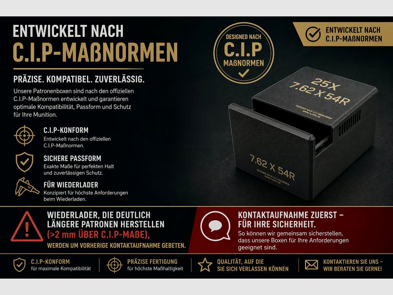 Filamelt Munitionsbox / .50 Beowulf / ‘Schiebedeckel’ / Patronenbox, Ammo Box