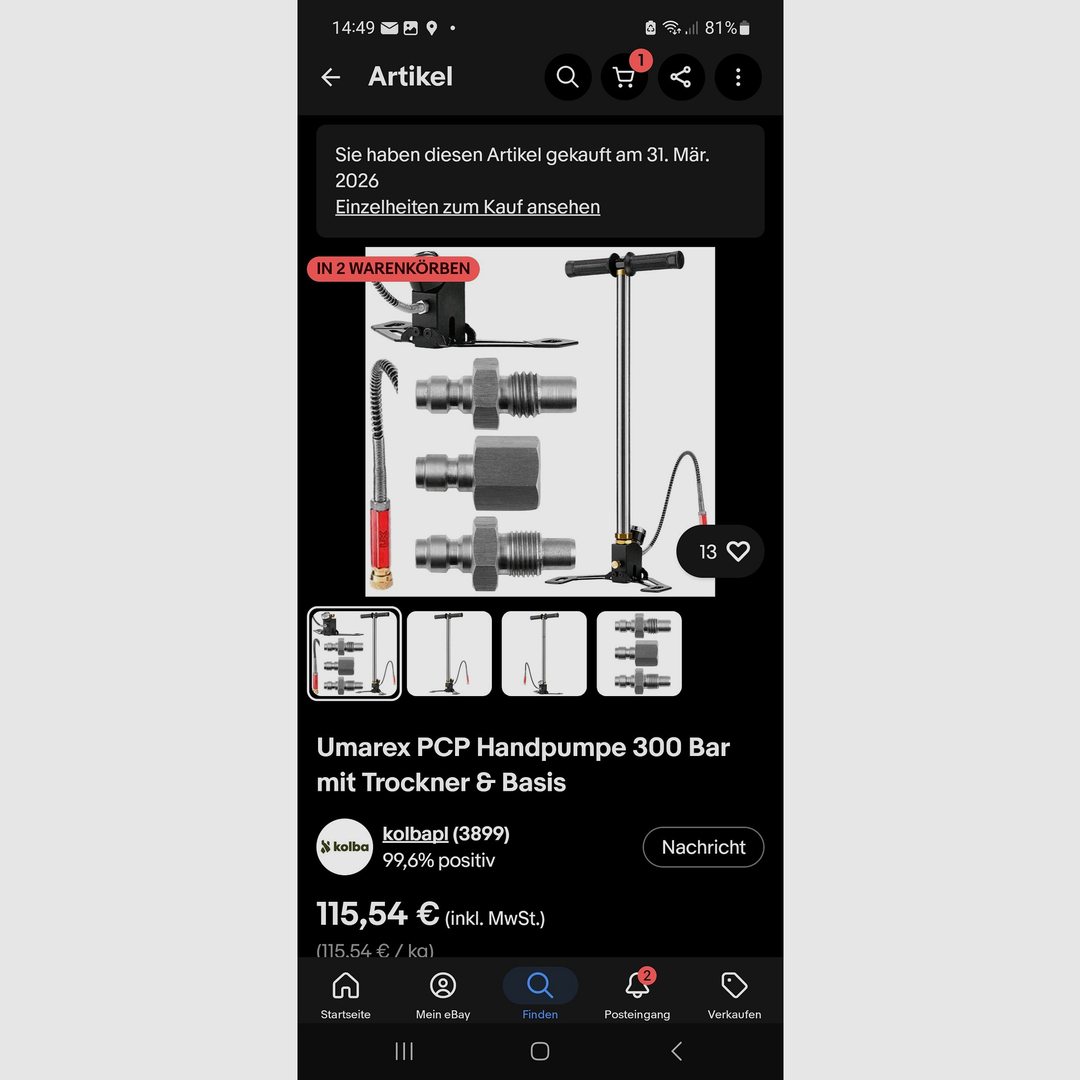 Umarex PCP Handpumpe 300 Bar
