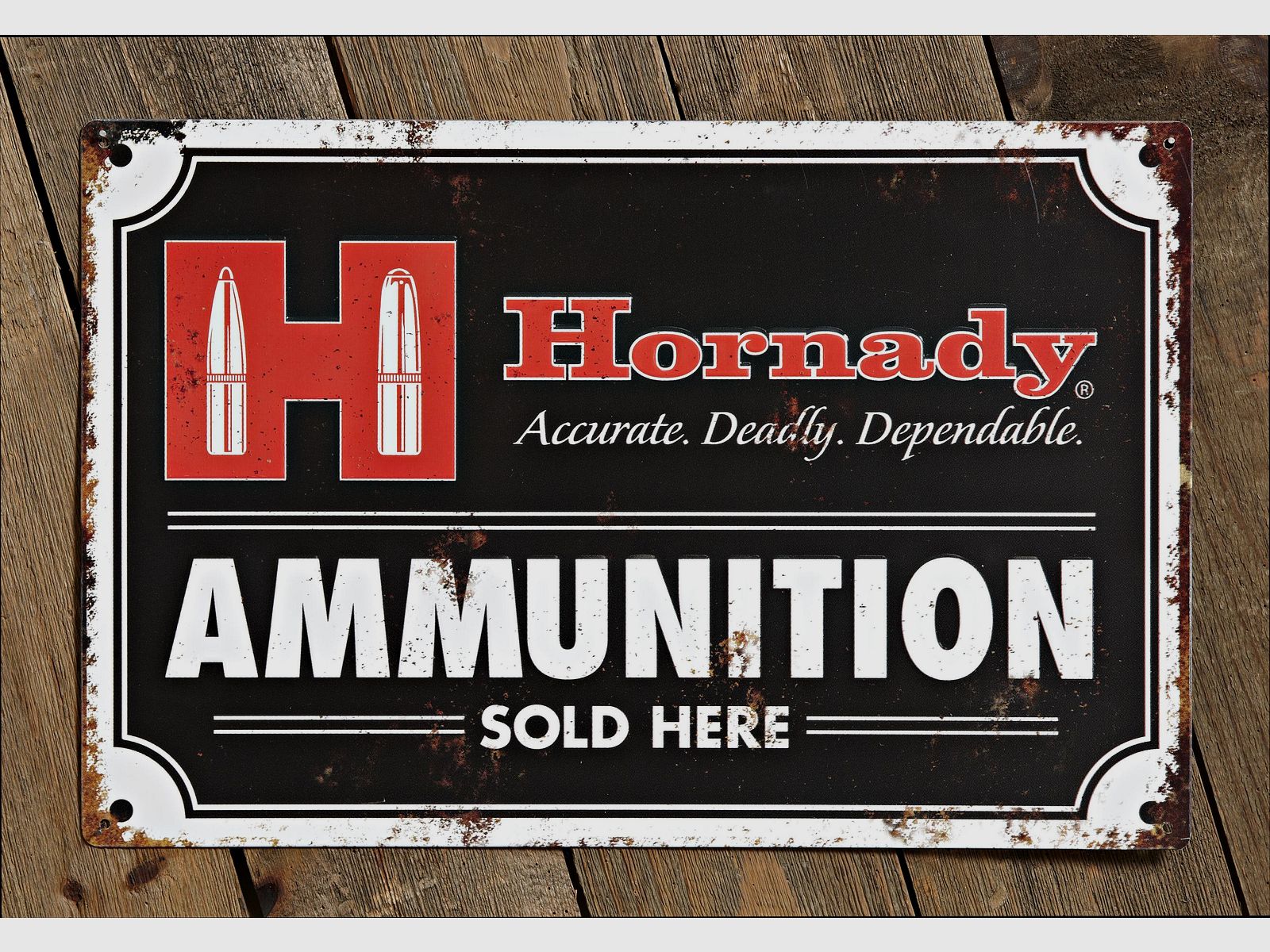 Hornady Blechschild Vintage „Ammunition Sold Here
