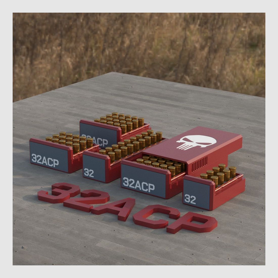 Filamelt Munitionsbox / Ammo .32 ACP – Patronenbox für 50 Schuss, Made in Germany