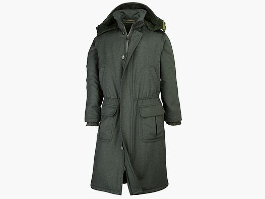 Snelle loden jachtmantel met faux fur voering