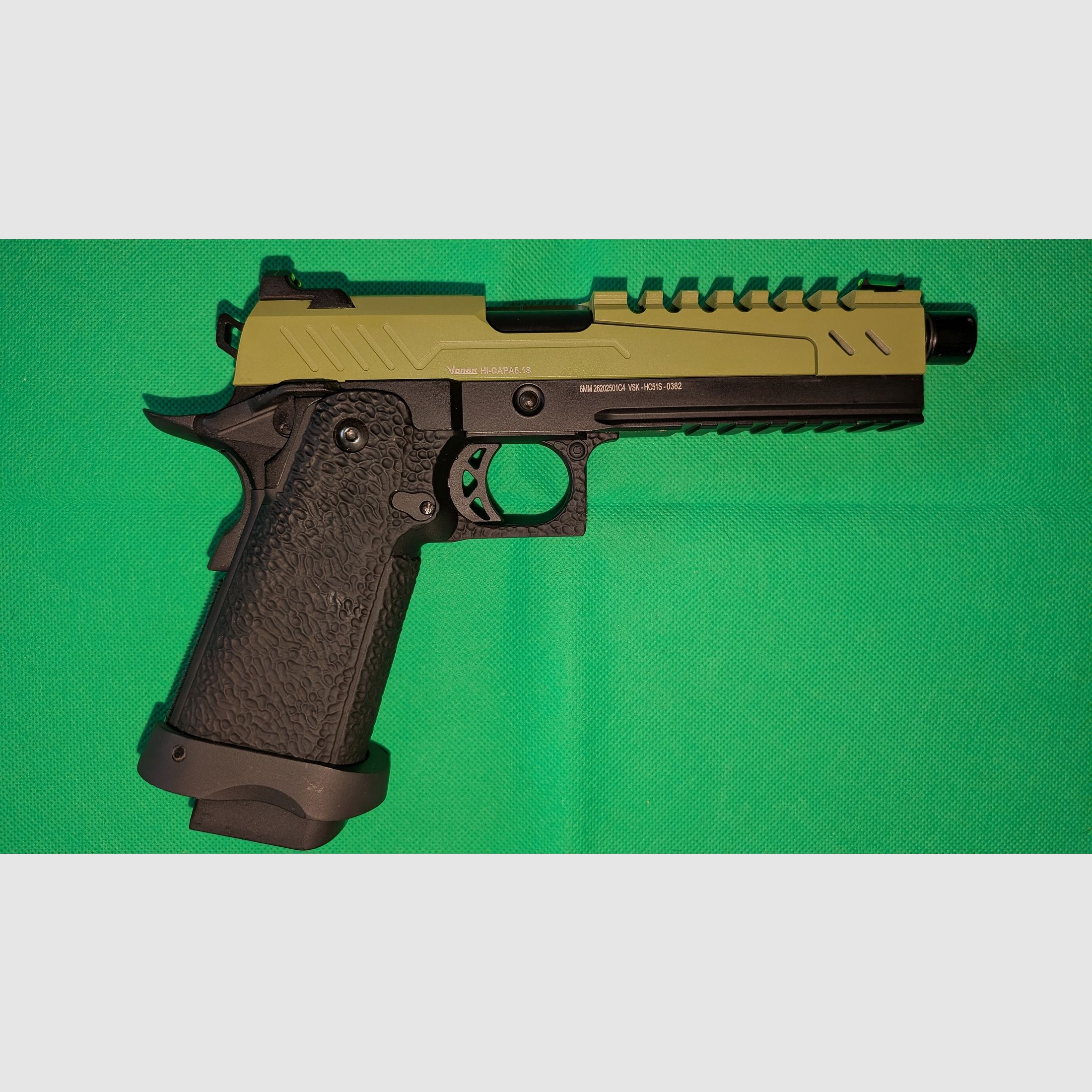 Vorsk Airsoft Hi-Capa 5.1 Split-Slide Vollmetall GBB 6mm BB inkl. Pistolenkoffer, versandkostenfrei in D