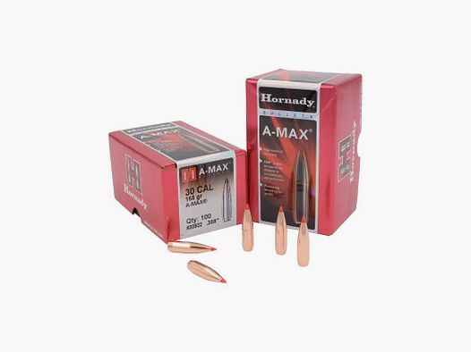 BOX MIT 100 GESCHOSSEN HORNADY 30 KAL .308 168 GR