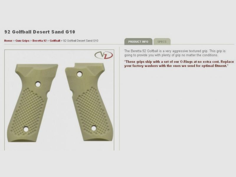 VZ Griffe für Beretta 92/96/98 Golfball Desert Sand G10