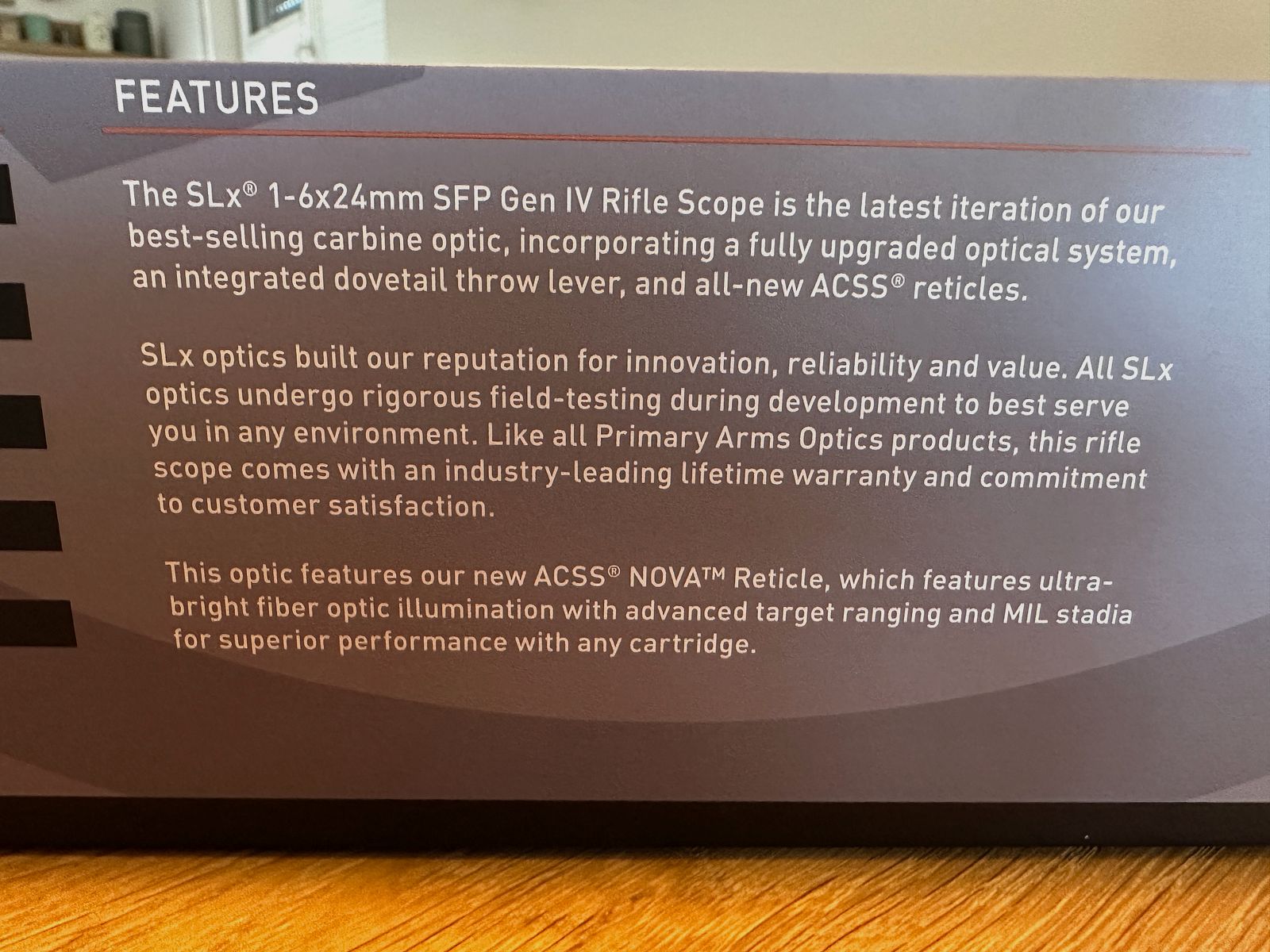 Primary Arms SLx 1-6x24 SFP Gen IV NOVA FDE
