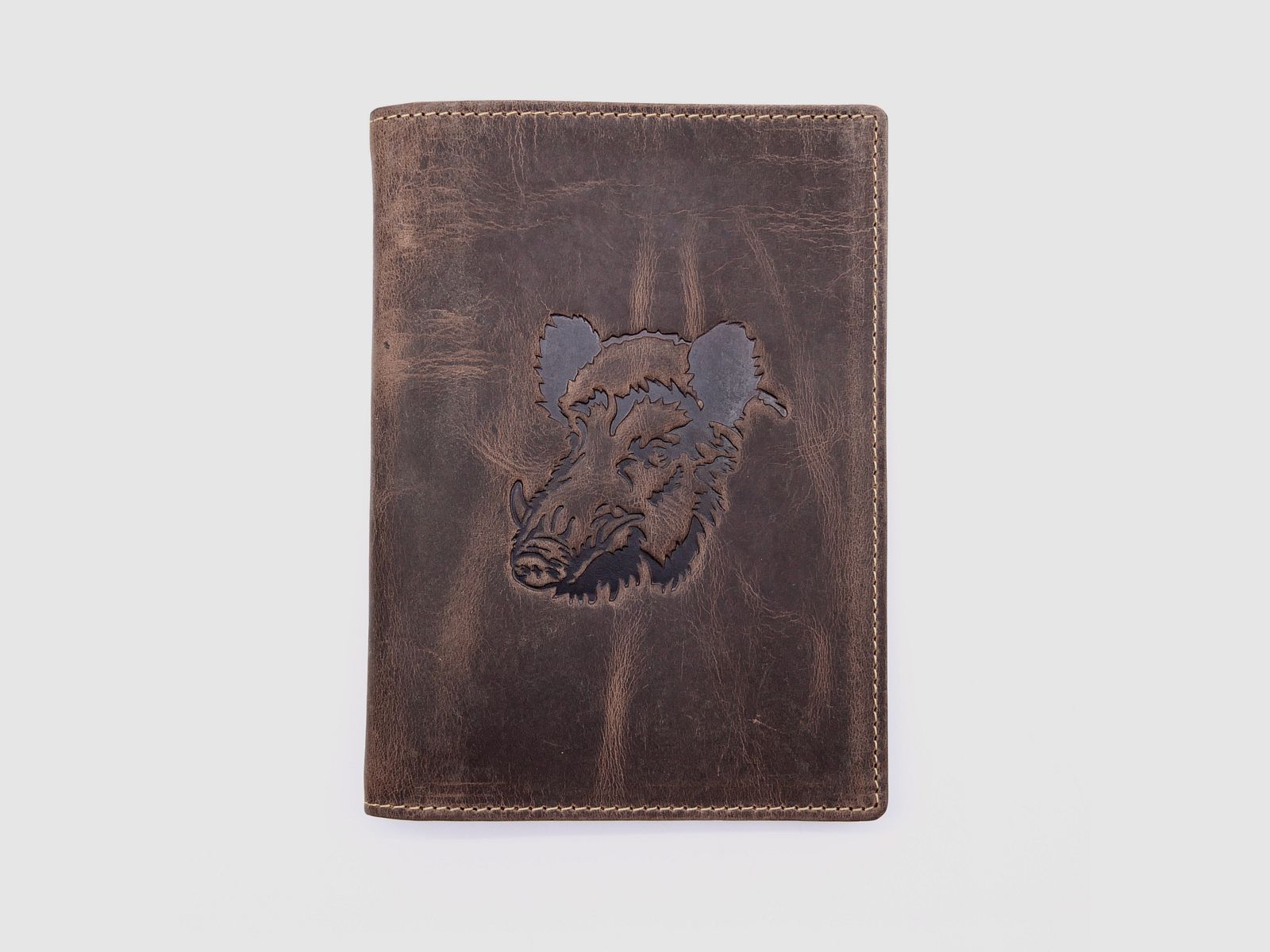 Greenburry leather hunting license folder ID folder case boar brown 328B-wildboar-25