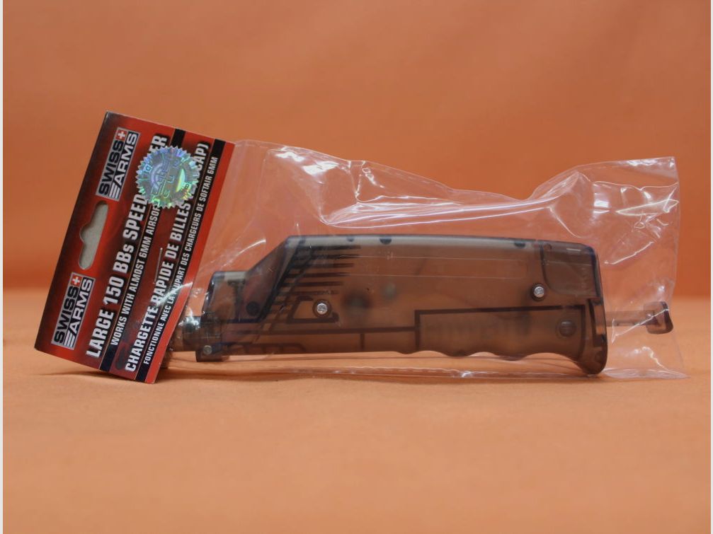 GSG German Sport Guns Airsoft Firepower Speedloader (603023) per 150 BB in polimero nero traslucido, incluso adattatore per pistola, immagine 1 di 2