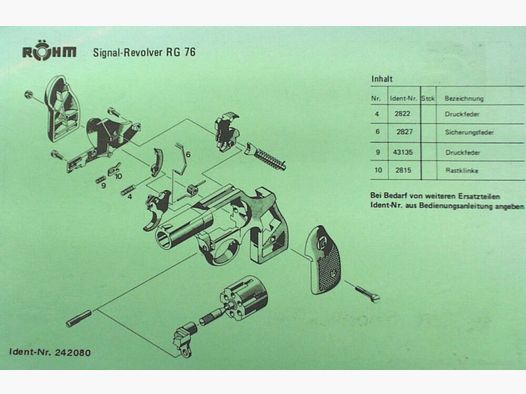 Röhm 76 Ersatzteile für Signal-Revolver RG 76