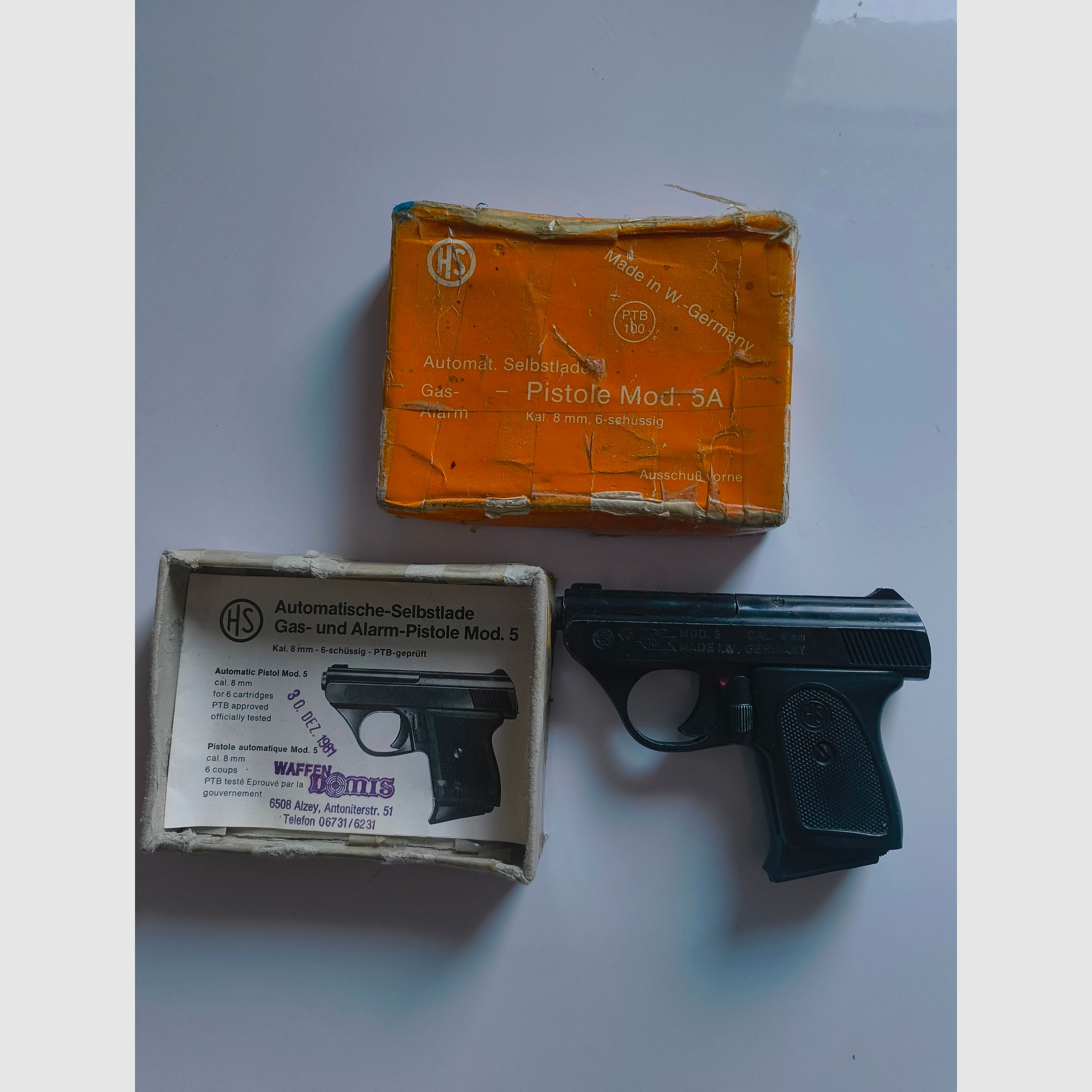 Pistolet Mod 5 na strzały ostrzegawcze