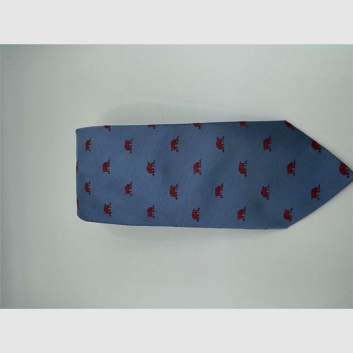 Robert Keyte cravatta 100% seta azzurro chiaro motivo cinghiali rossi