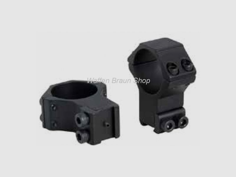 Bauer Ringmontage für Weaverprofil, Schwarz matt, 30mm, Hoch