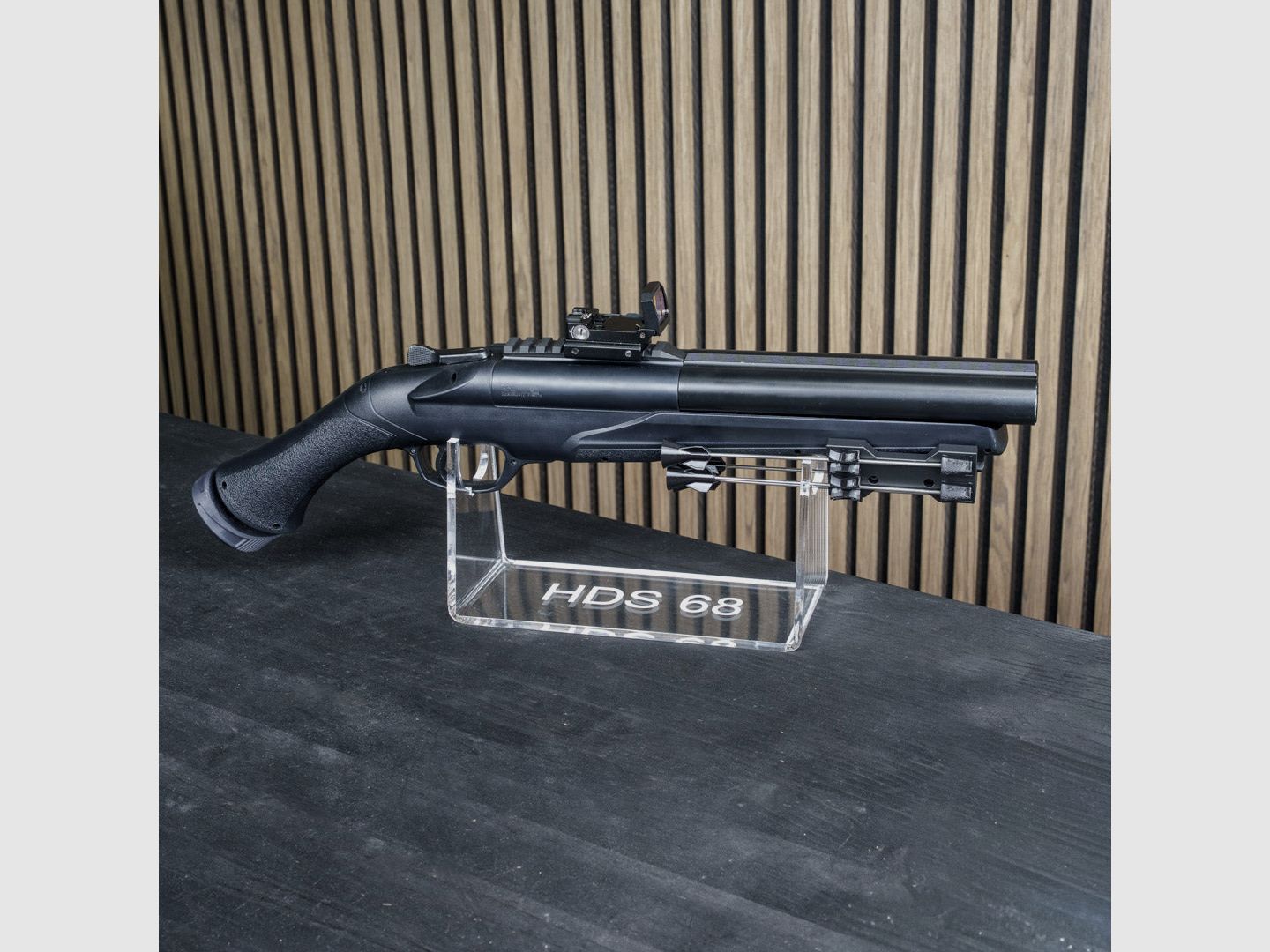 PLEXIGLAS® tafelstandaard voor HDS68 | TS68 | stijlvol ontwerp met lasergegraveerd Homedefence-logo