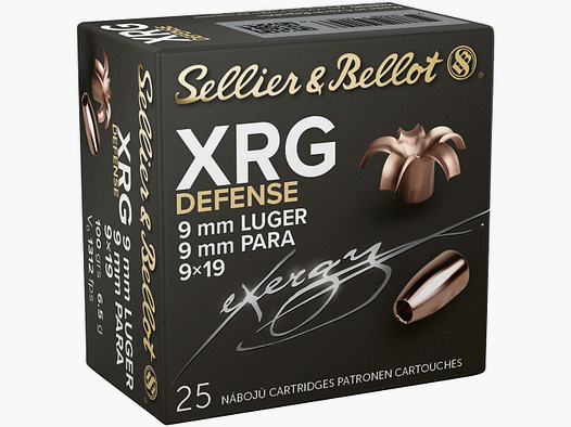 Sellier & Bellot XRG Defense 9 mm Luger 100grs 25 Schuss Bleifrei