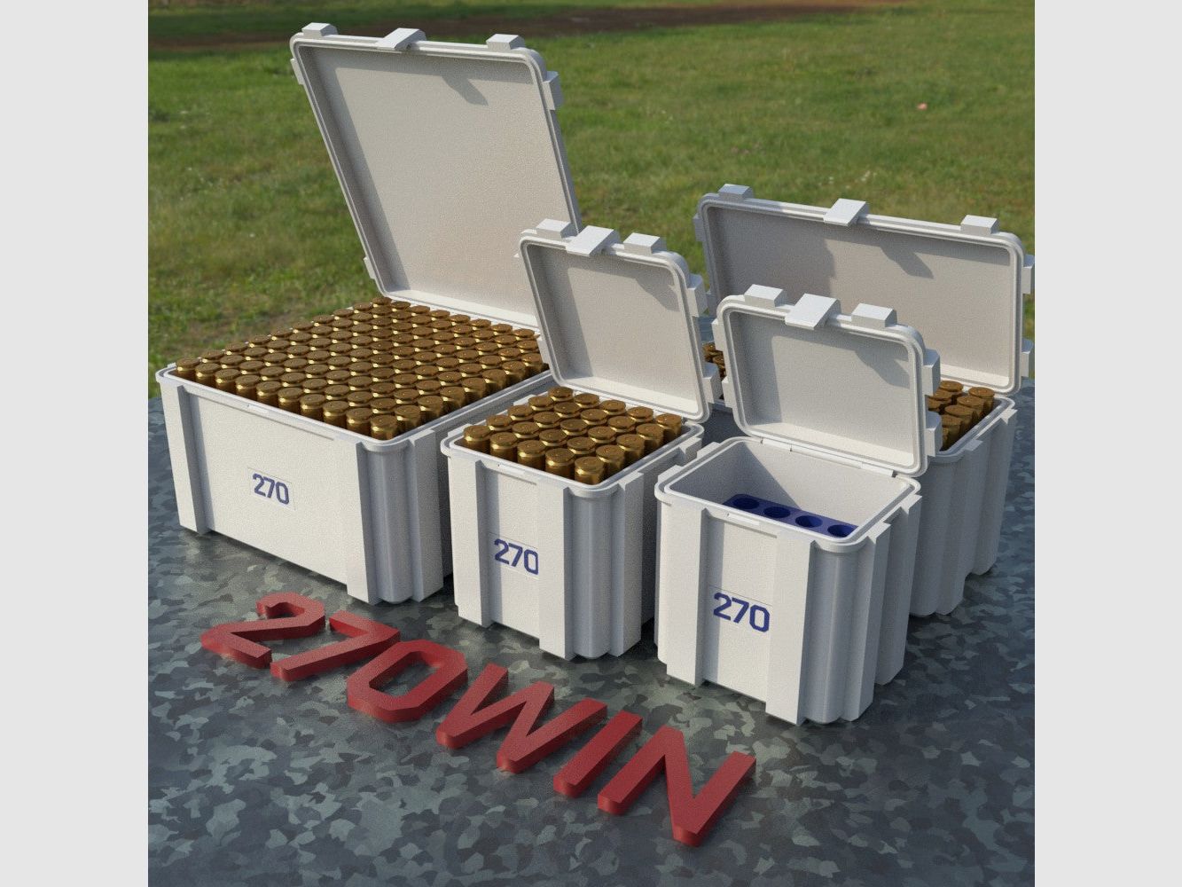 Boîte à munitions Filamelt / .270 Winchester / 'couvercle rabattable' / boîte à cartouches, boîte à munitions