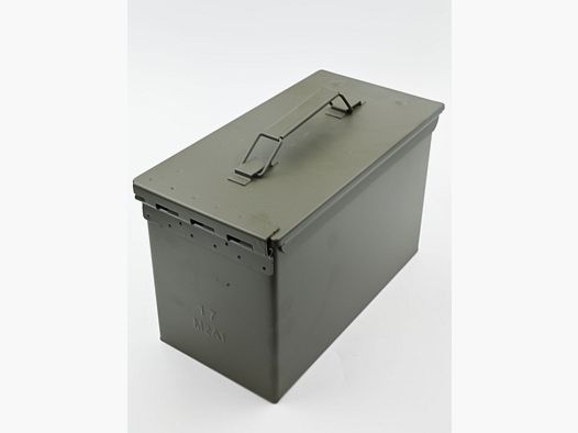 Boîte à munitions Style Nato M2A1, env. 30x19x15cm, verte, tôle d'acier