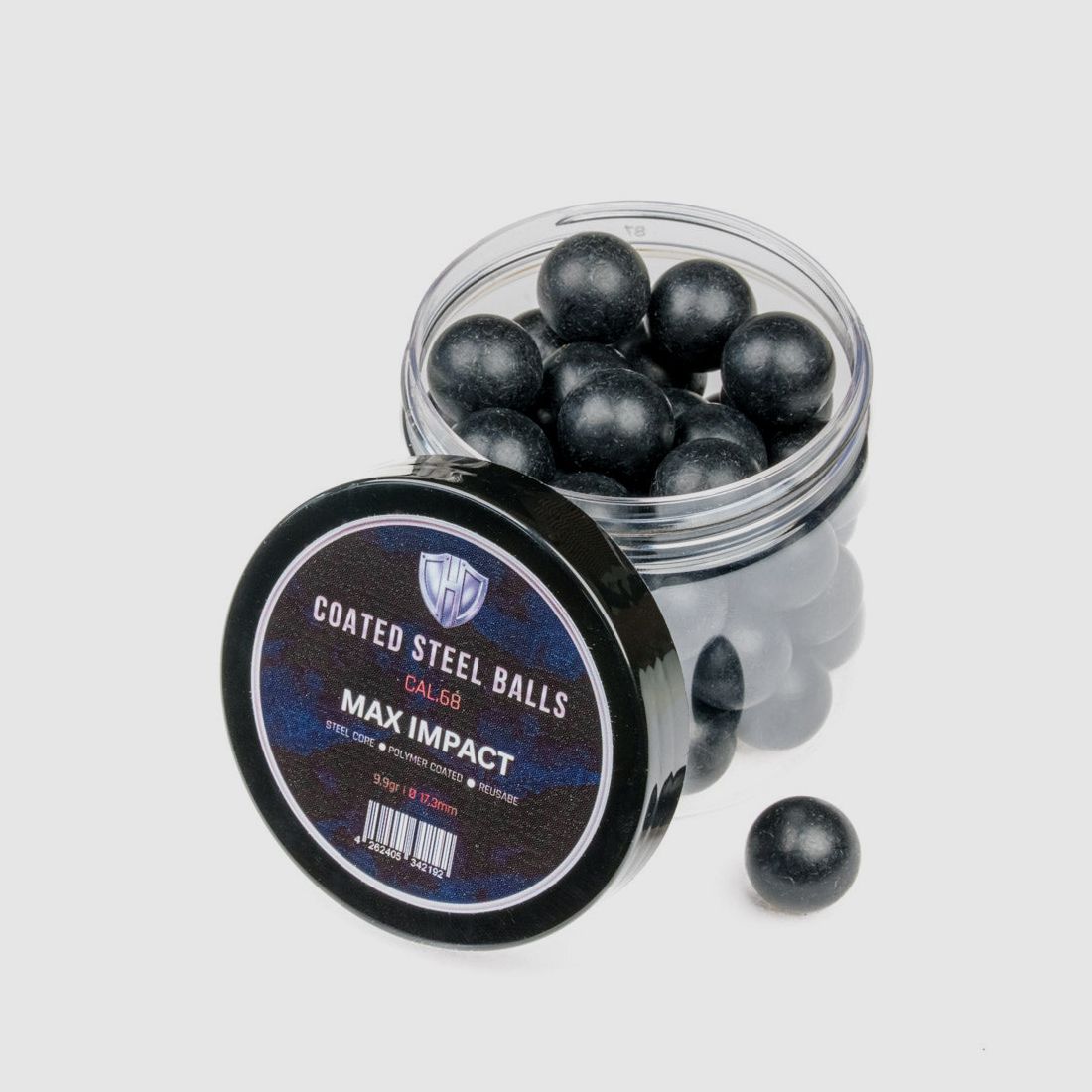 45x GECOTEERDE STAALBOLLEN | 9,9g | Stalen kern met kunststof coating | 17,3mm | HDR68 | HDS68 | HDX68 | HDB68 | Pistelle X-68 | TC 68| Kal.68