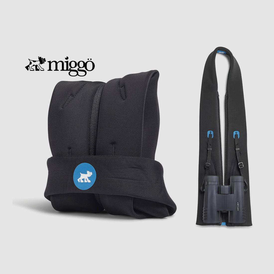 MIGGĂ– Fernglas-Tragegurt und -Schutztasche in einem MYMIGGĂ– STRAP AND WRAP, schwarz