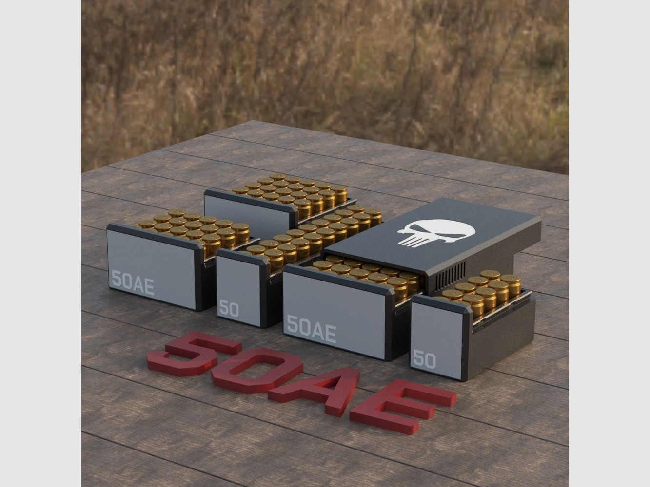 Filamelt munitiekist / Ammo .50 AE - patroonbox voor 50 schoten, Made in Germany