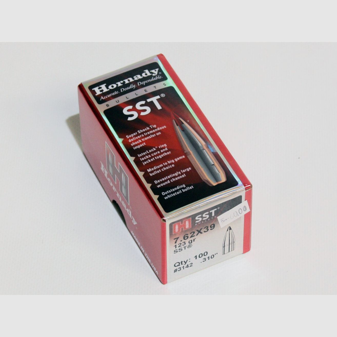 Projectiles de fusil, Hornady .310 SST, 123gr, 100 pcs, 7.62×39