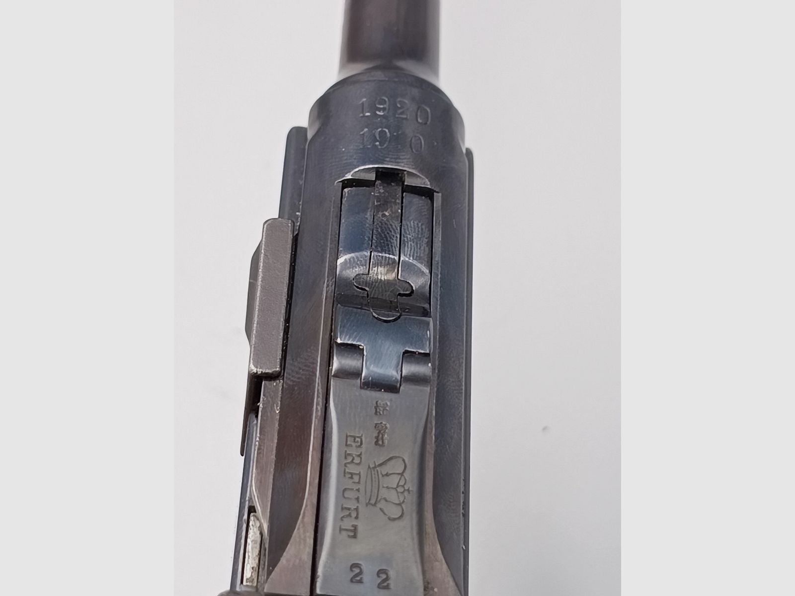 Luger 08 / P.08 avec canon long – Erfurt – poinçonné 1920
