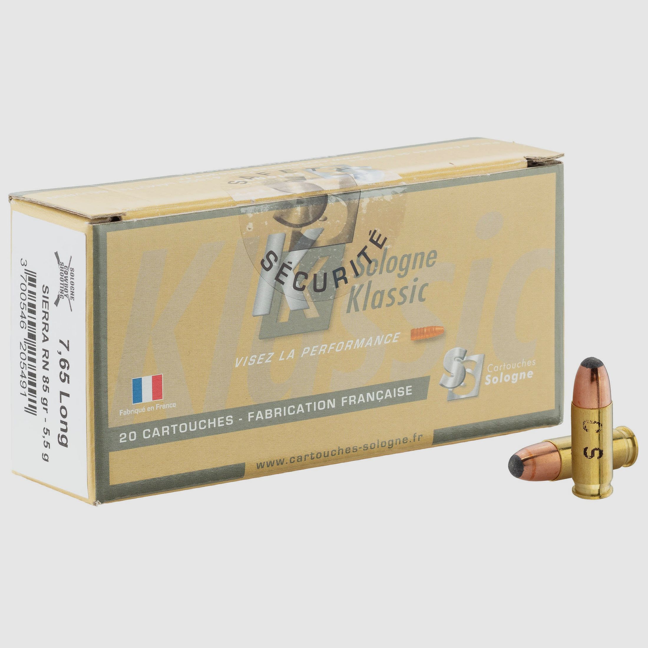 Sologne Cowboy Shooting Patronen - Kal. 7.65x20 - Long Sierra 85GR, Bild 1 von 4