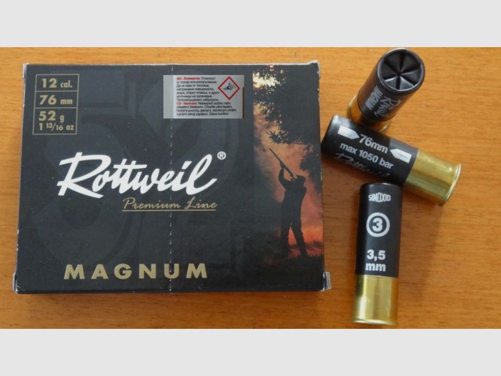 Rottweil: Rottweil: Cartuchos de perdigones Magnum 12/76-3,5mm 52g